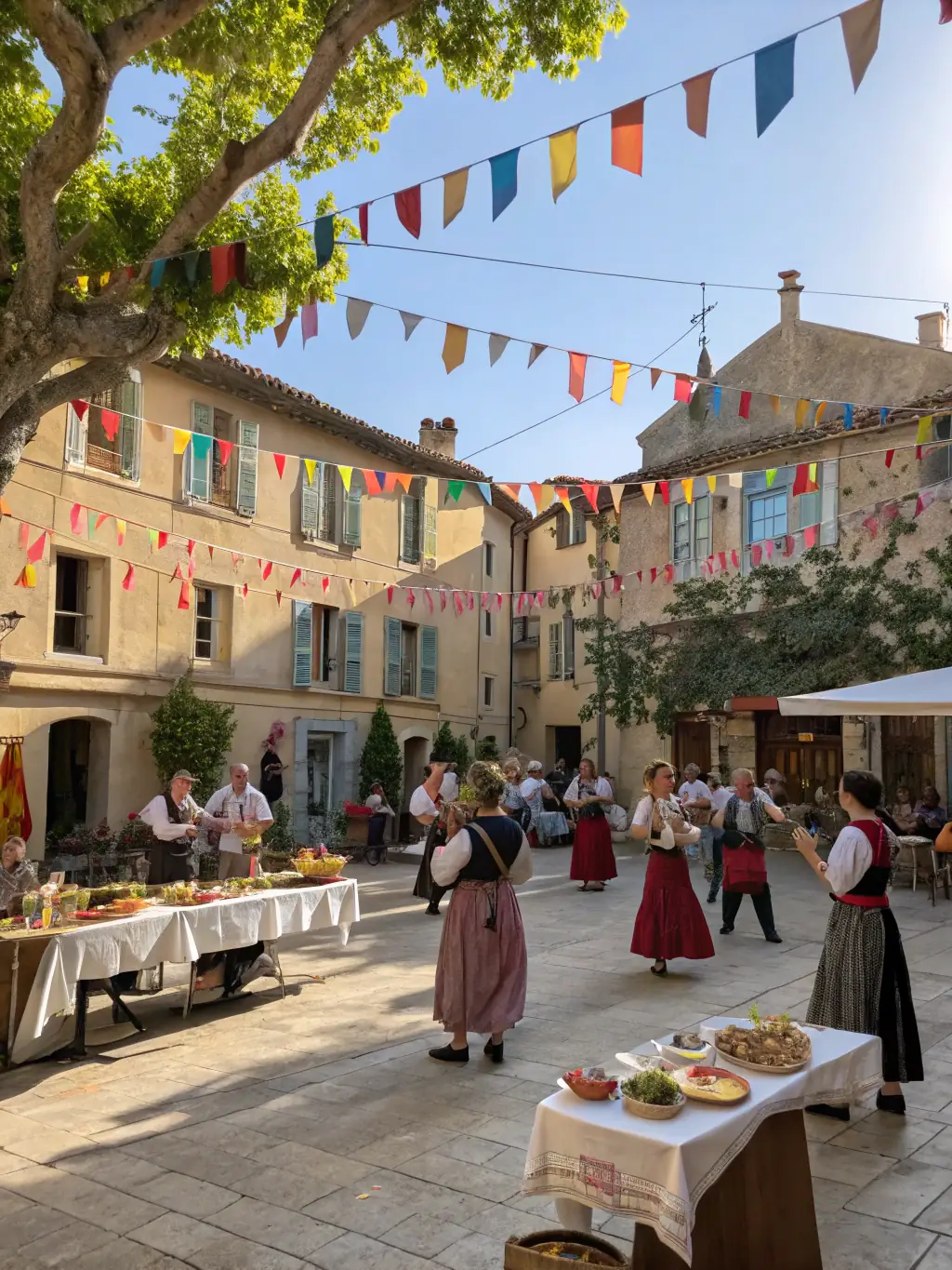 A photograph of a diverse group of people attending a cultural event at Fort Louvois, with live music, local crafts, and food stalls, highlighting the community engagement aspect.