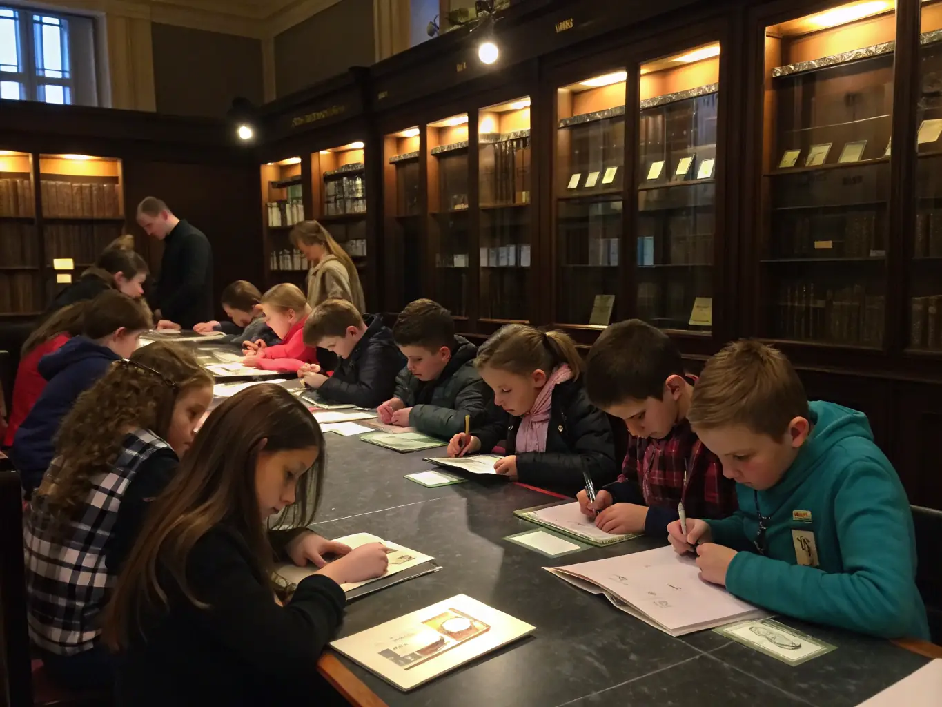 A photograph of children participating in an educational workshop at Fort Louvois, learning about the fort's architecture and history.